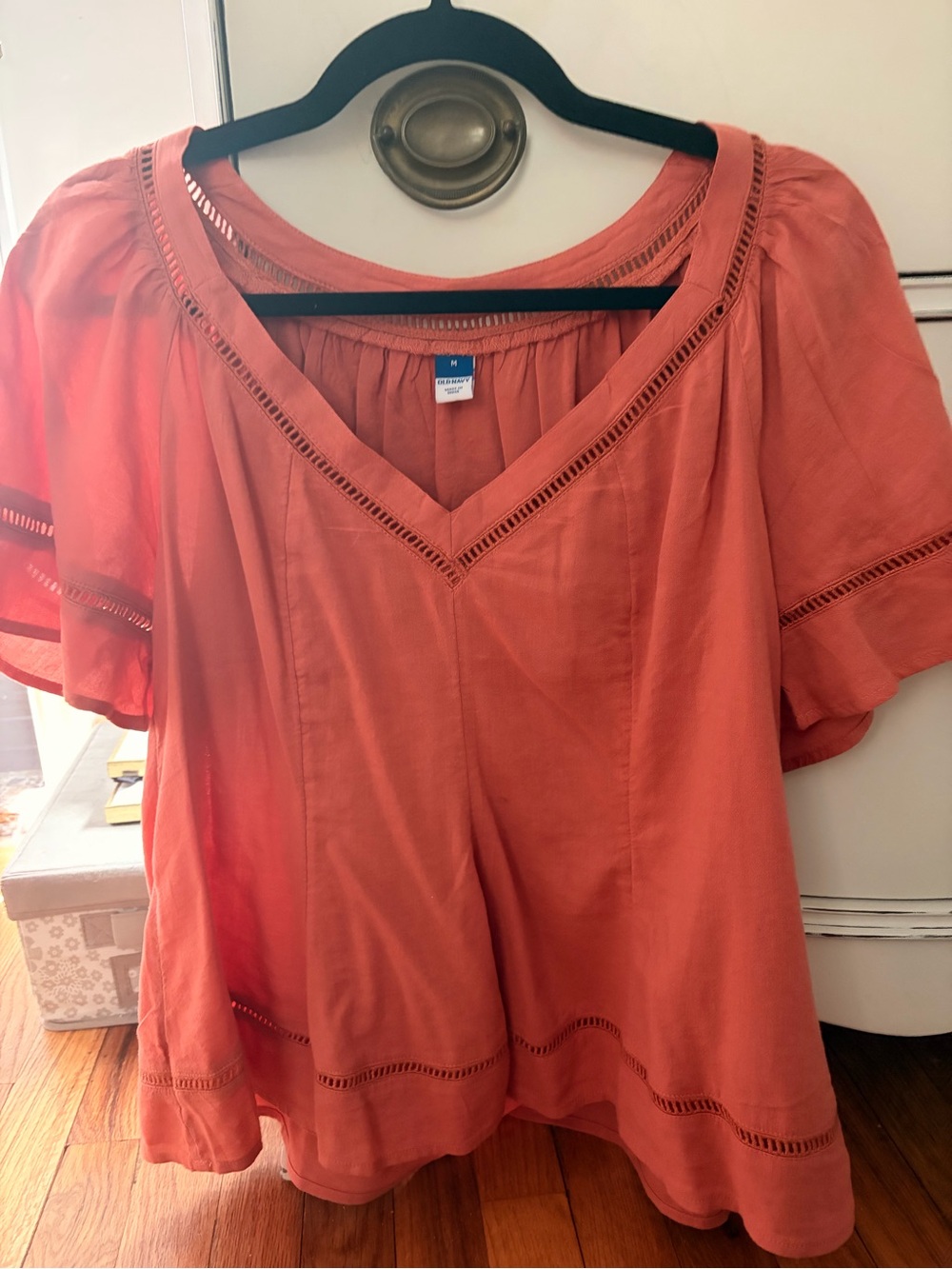 Old Navy Coral V-Neck Flutter Sleeve Tunic